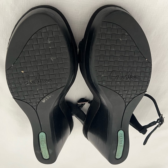 Cole Haan / Nike Air / Satin & Leather Black Wedge / πHPπ - Picture 7 of 12